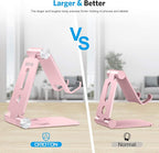 OMOTON Foldable Cell Phone Stand, C4 Portable Aluminum Phone Holder, Adjustable Phone Dock Cradle Compatible with iPhone 16/15/14/13 Pro Max, Samsung Galaxy, Small Tablets, All Smart Phones, Rose Gold