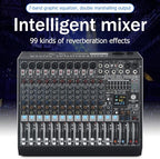 W IN-MIX DX12 Professional DJ Audio Mixer 12 Channel with 99 DSP Effects,7-band EQ,Independent 48V Phantom Power&Mute Button,Bluetooth Function,USB Interface Recording For Studio & Stage