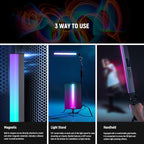 NEEWER RGB2 LED Tube Light Stick with Metal Barndoor, Handle, Touch Bar/APP/2.4G Control, Rechargeable Magnetic Handheld RGB Video Light, 2500K-10000K CRI98+ Dimmable Photography Lighting, 18 Scenes