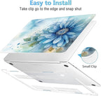 Mektron for MacBook Pro 13-inch Case 2022 2021 2020 Release A2338 M2 M1 A2289 A2251, Printed Plastic Hard Shell Cover for MacBook Pro 13.3-inch Touch Bar Fits Touch ID, Watercolor Blue Flower