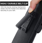 BECPLT Phone Holster for Galaxy S25 Ultra S24/S23/S22/S21/S20 Ultra Leather Belt Case 360 Rotating Pouch Holster Belt Clip Case Holder Black