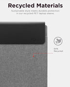 Lenovo Slim Laptop Sleeve 14 Inch Notebook/Tablet - Compatible with MacBook Air/Pro - Eco-Friendly Lightweight Case with Accessory Pocket & Magnetic Closure - Grey
