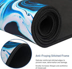 Gaming Mouse Pad with Stitched Edges, Durable Non-Slip Natural Rubber Base, Waterproof Computer Keyboard Pad Mat for Esports Pros/Gamer/Desktop/Office/Home - Marble Cyan