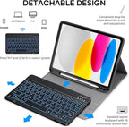 Keyboard Case for iPad (A16) 11-inch 2025/10.9 inch 10th Gen 2022, iPad 11th/10th Generation Case with Keyboard, Built-in Pencil Holder, Wireless Backlit Detachable