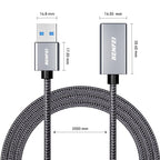 BENFEI USB 3.0 Extension Cable 6.6 Feet, Nylon Braided Compatible with Webcam, Camera, Phone, USB hub, Mouse, Keyboard, Printer, Hard Drive, Headset