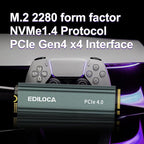 1TB M2 NVME SSD with Heatsink - PCIe Gen4.0 NVMe M.2 2280 3D NAND TLC, 5000MB/s Read, Internal Solid State Drive for PS5/PC, Dynamic SLC Cache, PS5 Storage Expansion, 5-Year Warranty(EN760)