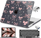Teryeefi for MacBook Air 13.6 inch Case M4 M3 M2 2024-2022 Release Model A3240 A3113 A2681, Protective Plastic Hard Shell Case Cover for MacBook Air M2 M3 M4 Chip 13 inch, Pink Ribbon Bow-105