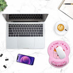 ITNRSIIET Ergonomic Mouse Pad with Gel Wrist Support Small Wrist Rest Smooth Surface Non-Slip PU Base Comfortable Office Supplies Pain Relief, 8.7 x 7.2 inches, Pink Cute Dumpster