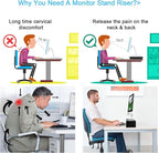 Marbrasse Monitor Stand Riser, 2 Pack 16.5 Inch 2 Tier Computer Monitor Stand, Printer Shelf Stand for Laptop Computer Screen Storagek,Desktop Stand with Phone Holder and Cable Management