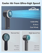 WHATOOK Portable Mini Fan: High Speed Cooling Fan, 10 Hours Battery Life, USB Rechargeable, Small Essentials for Women, Beach Travel, Vacation (Black)