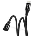 AGVEE 2 Pack 3.3ft Lightning Extension Cable, Braided Female to Male Extender Full Function Cord Compatible with iPhone iPad, Data Sync Video Audio & Charging Connector Adapter, Black