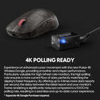 Pulsar Gaming Gears - Super Clear Limited Edition: X2H Wireless Gaming Mouse, Symmetrical, Ultra Lightweight 1.90 oz (54g), PAW3395 26k DPI, Optical Switch (Medium, Clear Black)