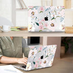 Compatible with MacBook Air 13.6 inch Case 2025 2024 2023 2022 Release M4 A3240 M3 A3113 M2 A2681 with Touch ID, Plastic Hard Shell Case&Keyboard Cover&Screen Film&Webcam Cover, Pink Floral