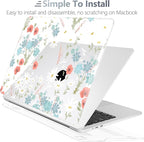 Batianda Premium Case for New MacBook Air 15 inch 2025 2024 2023 with M4 M3 M2 Chip, Floral Designed Protective Plastic Hardshell & Keyboard Cover & Screen Protector, Cute White Flower
