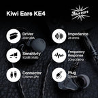 Linsoul Kiwi Ears KE4 in Ear Monitor, 2DD+2BA Hybrid Earphone, Gaming Earbuds, HiFi Wired IEM, with Detachable IEM Cable for Musician Audiophile (Silver)
