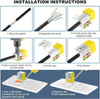 VCE UL Listed Cat6 RJ45 Keystone Jack Insert 25-Pack, 90 Degree Punch Down Keystone Jack Adapter Slim Profile Yellow
