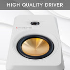 Active Bluetooth Bookshelf Speaker Studio Monitor Home Theater, Optical Input, Coaxial Input, 2 x RCA Aux Input, 30 Watts x 2 (White)