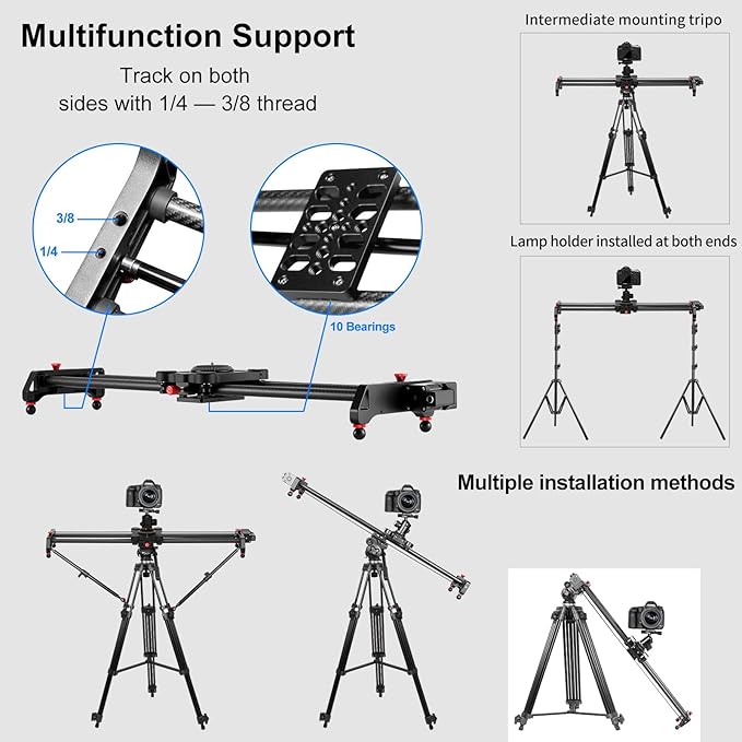 GVM Carbon Fiber Motorized Camera Slider - 31"/80CM with Remote Control, Supports Time-Lapse Photography, Video Mode, Tracking Shooting for Most Cameras