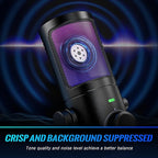 FIFINE Gaming PC Microphone, USB Streaming Microphone with Game Chat Balance, Computer Condenser Desktop RGB Mic with Mute Button, Noise Cancellation for Podcast/Twitch/Discord-AMPLIGAME AM6