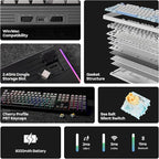 EPOMAKER TH108 Full Size Mechanical Keyboard, Wireless Gaming Keyboard with 8000mAh Battery, Creamy Gasket, 108 Keys, Hot Swap, Custom Driver, RGB Backlight (Black, Sea Salt Silent)
