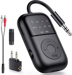 Bluetooth Transmitter Receiver, 2-in-1 Bluetooth 5.4 Adapter for TV, Airplane, Gym Equipment, Cars, PC, Supports to 2 Wireless Headphones, Cell Phones, Wireless Receiver for Car, Home Stereo- Black