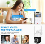 3MP PTZ CKK Cameras, 4pcs Wireless Security Camera System Outdoor with 1TB Hard Drive, 8 Channel 3MP WiFi Surveillance NVR System, 2 Way Audio, Floodlights & Siren Alarm,AI Human Detection