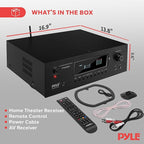 Pyle 1000W Bluetooth Home Theater Receiver - 5.2 Channel Surround Sound Stereo Amplifier System with 4K Ultra HD, 3D Video & Blu-Ray Video Pass-Through Supports, HDMI/MP3/USB/AM/FM Radio - Pyle, Black