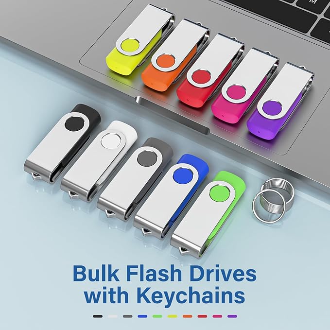 Flash Drives 8GB 10 Pack, Wooolken USB 2.0 Thumb Drives with Keychains Memory Stick USB Drive Pendrive for PC Laptop Computer (Mixcolors)