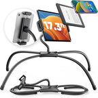 SAIJI iPad Stand, Adjustable Ergonomic Tablet Holder for Bed, Kindle Stand for Reading in Bed Fit for Tablet, Phone, Kindle, Portable Monitor, Switch and More 4.7"-17.3" Devices (Black)