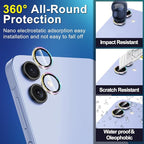 for Samsung Galaxy A06 Camera Lens Protector, Individual Metal Ring Tempered Glass Lens Cover, [Strong Adsorption] Scratch Resistant Ultra-Thin HD Clear Lens Cover, 1 Set-Colorful Sparkly