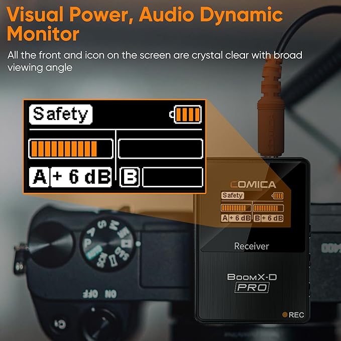 COMICA BoomX-D1 PRO Wireless Lavalier Microphone, 16GB Storage, Safety Audio Track, Noise Cancellation, 328' Range, Wireless Lav Mic for iPhone, Android, PC Interviews, Vlogs, Live-Streaming(1TX+1RX)