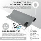 MWRF Source ESD Mat Kit with Wrist Strap and Grounding Cord (2 FT x 3 FT x 0.12 Inch, Grey)