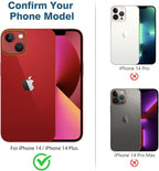AGVEE 3+3 6 Pack for iPhone 14 6.1" / 14 Plus 6.7" Camera Lens Cover Protector, Metal Ring 9H Tempered HD Glass Camera Cover Protector Film, Red