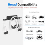 VR Headset Wall Mount Storage Stand Hook Compatible with Meta Quest 3/Meta Quest 3S/Quest Pro/Quest 2 Metal VR Headset Hook Storage Rack Holder(Aluminum Alloy-Black)