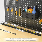 JUNNUJ Long Metal 16 Outlet Power Strip, Heavy Duty Power Strips Surge Protection 4800J with Circuit Breaker, 20a Wide Spaced Socket Wall Mount 5-15P Adapter High Amp 6-20R T-Slot 15FT Extension Cord