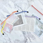 Vuzvuv 34pcs Mesh Zipper Pouch Set ，8 Sizes Plastic Document Pouch with Label Stickers,8 Colors Waterproof Document Mesh Bags for File, Makeup, Board Game School Office Home Travel Storage