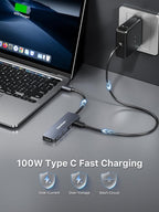 USB-C Hub 5-in-1 with 4K HDMI, 100W Power Delivery, 5Gbps USB-C Data Port and 2 5Gbps USB-A Data Ports for MacBook Pro/Air, iPad Pro/Air, Dell XPS