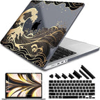 DONGKE for M4 MacBook Pro 16 Inch Case 2024 2023 2021 A3403 A3186 M3 A2991 M2 A2780 M1 A2485 Pro/Max Chip, Plastic Hard Shell Case & Keyboard Cover for Mac Pro 16 with Touch ID, Golden Wave