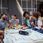 DOSS SoundBox Pro+ P300 Bluetooth Speaker with 40W Stereo Sound, Extra Bass, IPX6 Waterproof, TWS Pairing, Diverse Lights Show, 20H Playtime, BT 5.3 Speaker for Party, Camping, Beach - Blue