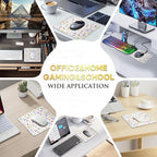 JIKIOU 3 Pack Mouse Pad with Stitched Edge, Comfortable Mouse Pads with Non-Slip Rubber Base, Washable Mousepads Bulk with Lycra Cloth, Mouse Pads for Computers Laptop Mouse 10.2x8.3in White Flowers