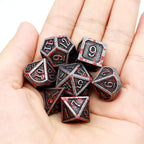 Haxtec Bloodstained Metal DND Dice Set Blood Polyhedral D&D Dice Compatible with Dungeons and Dragons Gift TTRPG Antique Metal Halloween Dice
