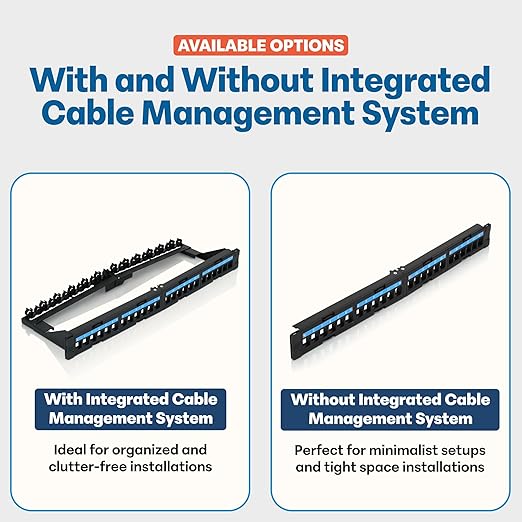 Everest 24 Port Keystone Patch Panel (1-Pack) - Removable 6-Port Panels - Use with Slim Profile Keystones ONLY (Wider Jacks May not fit Side by Side)
