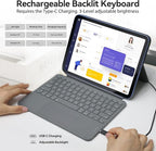 Touch iPad 10th Generation Case with Keyboard (10.9", 2022) & iPad 11th (A16, 2025): Magnetic Split Stand Case, Multi-Touch Trackpad, Rechargeable Wireless Keyboard Folio with Backlit Keys, Gray