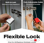 Cable Padlock with 3 Keys | L 1.15ft(0.35m),D 1/6in(4mm) Adjustable Steel Cable Lock | Aluminum Locks for Bikes, Gate, Lockers & Outdoor Gear | Weatherproof & Black