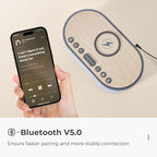 uscce Alarm Clock Bluetooth FM Radio: 10W Stereo Sound Speaker - Fast Wireless Charging for iPhone Samsung - Dimmable Clock Radio for Bedroom