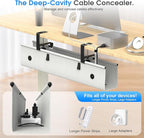Under Desk Cable Management Tray, 30-inch No-Drill Cord Organizer with Anti-Sag Reinforced Base, Fabric Wire Management Hider for Standing Desk, Office & Gaming Accessories - Grey