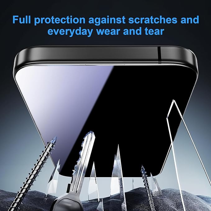 OneFish Screen Protector for iPhone 16 Pro Max Privacy, 4-Way 360° Anti-Spy Tempered Glass, 9H Hardness, HD Clear Anti-Fingerprint 3D Curved Edges, Case-Friendly & Easy Installation