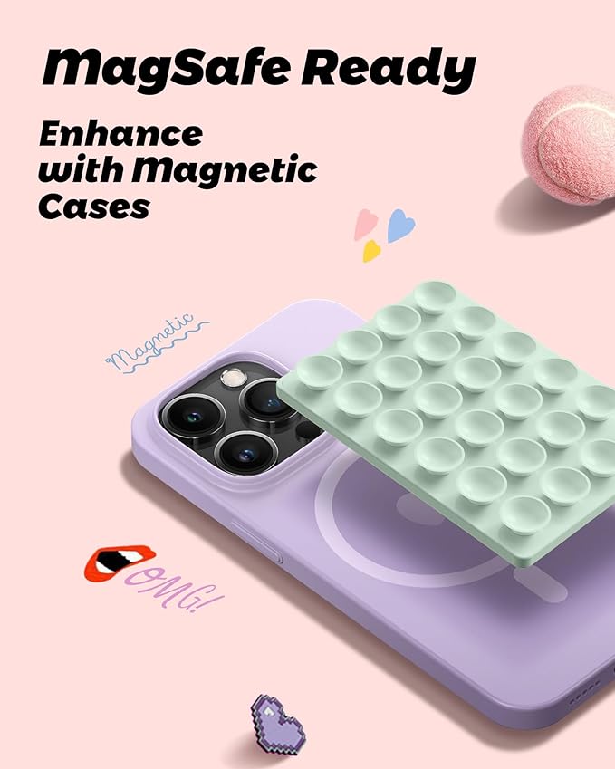 amBand Cute Preppy Stuff Silicone Suction Cup Phone Mount, Detachable Sticky Grip Holder for MagSafe Case, Easy to Use Video Accessories for Yoga/Dance/Call/Fitness, Matcha Green