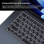Russian Language Keyboard Cover Skin Compatible for 2025-2022 MacBook Air 15.3 inch A2941 A3114 A3241/MacBook Air 13.6 inch A3113 A2681 A3240 with M4 M3 M2,MacBook Air 2025 Keyboard Protector-Black