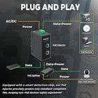 PROCET 10 Gbps Gigabit PoE+ Injector Din Rail, 30W Industrial PoE Adapter with Wide Temp -40°F to 149°F, 6KV Surge Protection, AC/DC Input, IEEE802.3af/802.3at, PT-PSE105G-AC-10